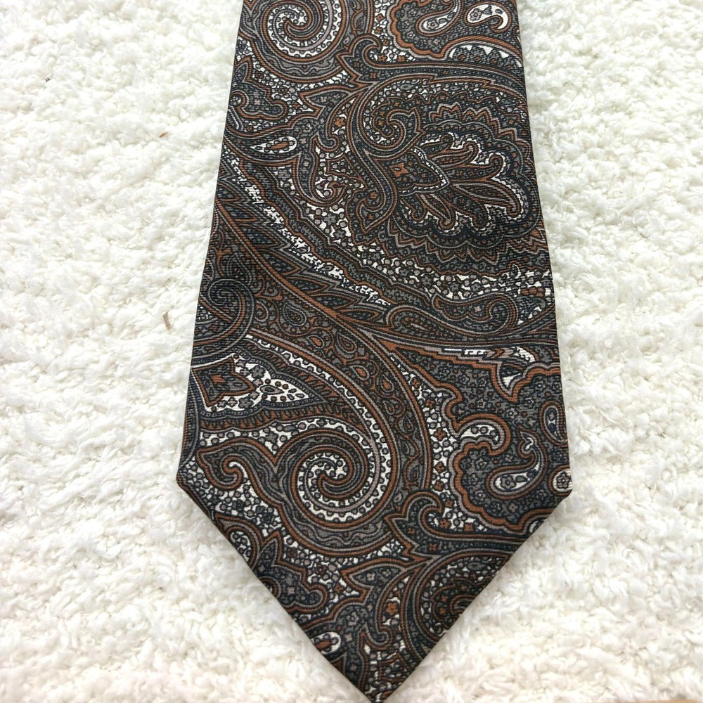 Stafford Tie Necktie Mens Brown Excellent Silk Paisley Classic Pattern USA Made